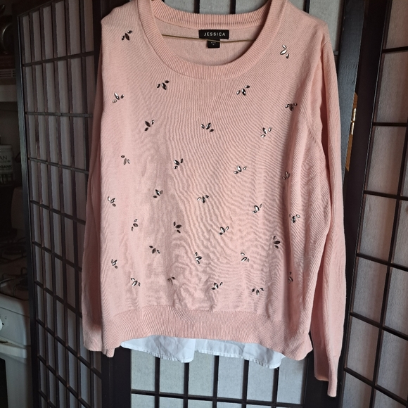 Pink Detail 2 in One Sweater Blouse - Picture 6 of 8